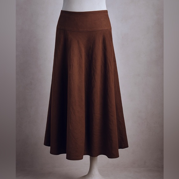 Vintage LRL 100% Linen Dark Brown A-Line Midi Skirt Lined – Fits Like 6/8 - Picture 4 of 12